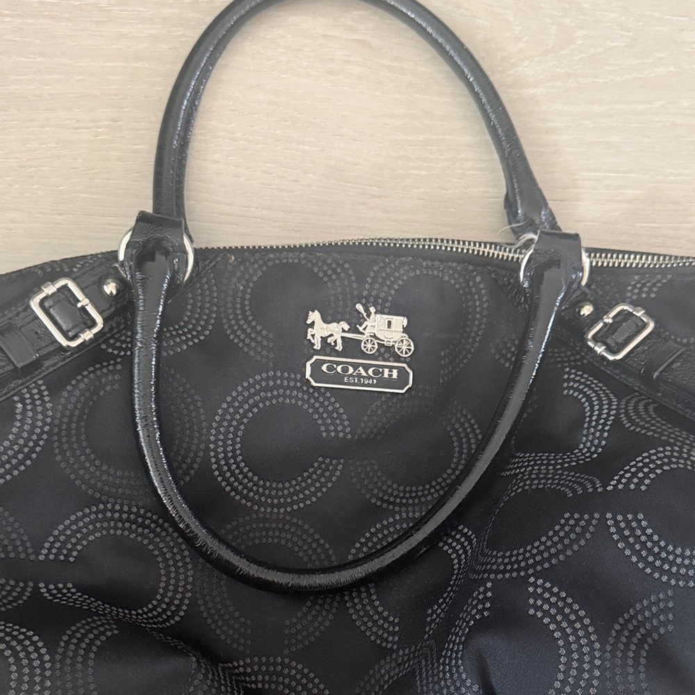 Coach Black Signature Dome Satchel with Silver Hardware - Picture 6 of 8